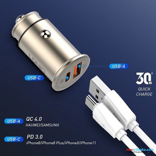 LDNIO C506Q 30W ULTRA Mini Zinc Alloy Shell Car Charger